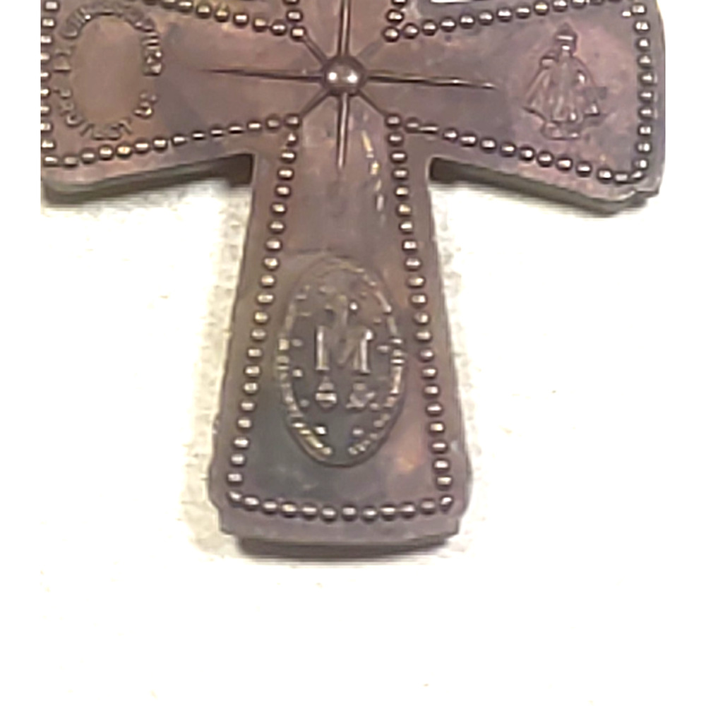 1830 Anique Copper/ Brass cross Catholic Saints Pendant - Picture 10 of 11
